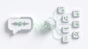 Illustration éditoriale du coût d’un agent vocal IA, avec les principaux facteurs de budget : appels, téléphonie, modèle IA, voix, intégrations, conformité et supervision.